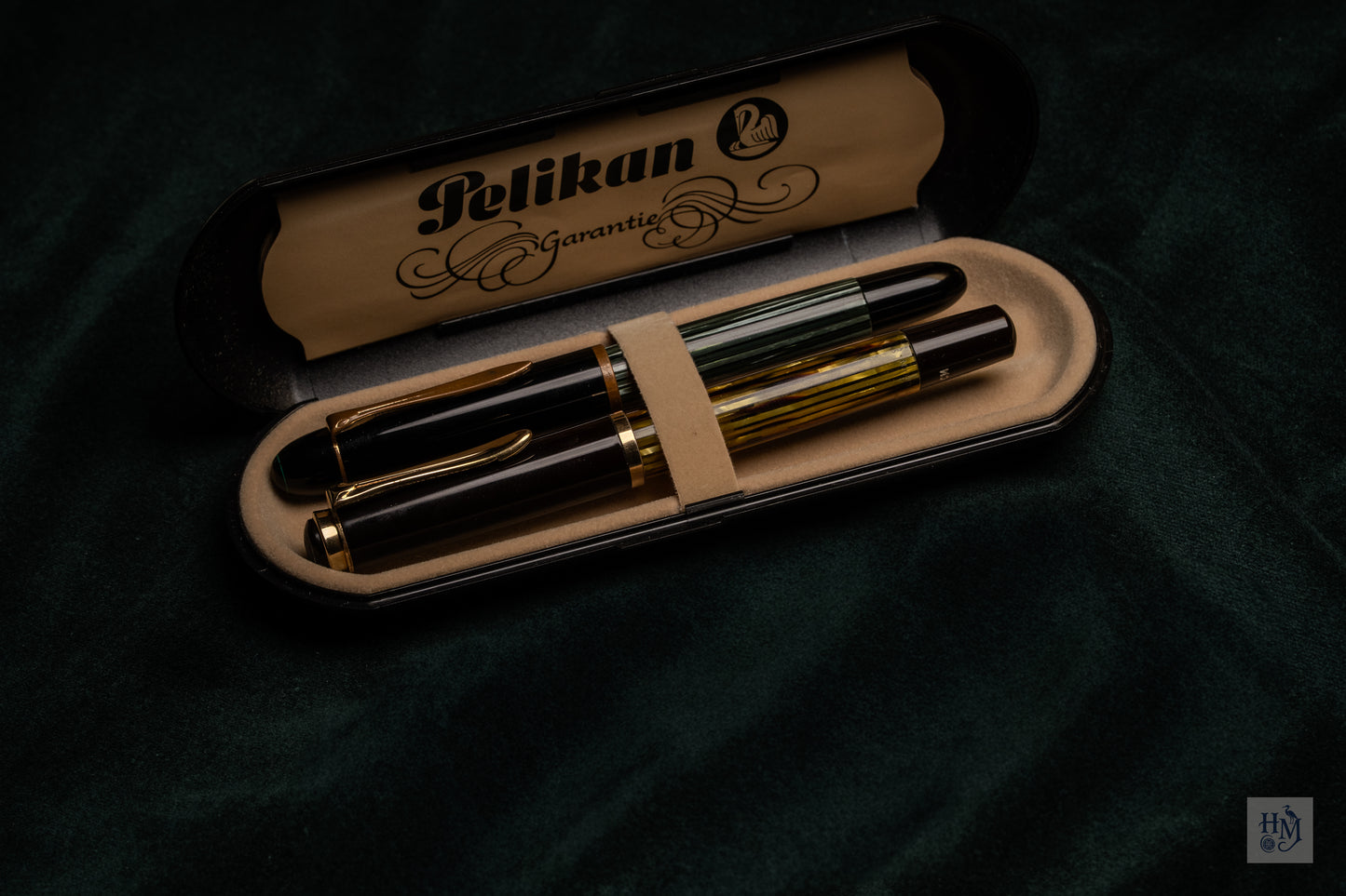 Pelikan 140, Green Stripe Celluloid Binde GPT, 14C Flex OB