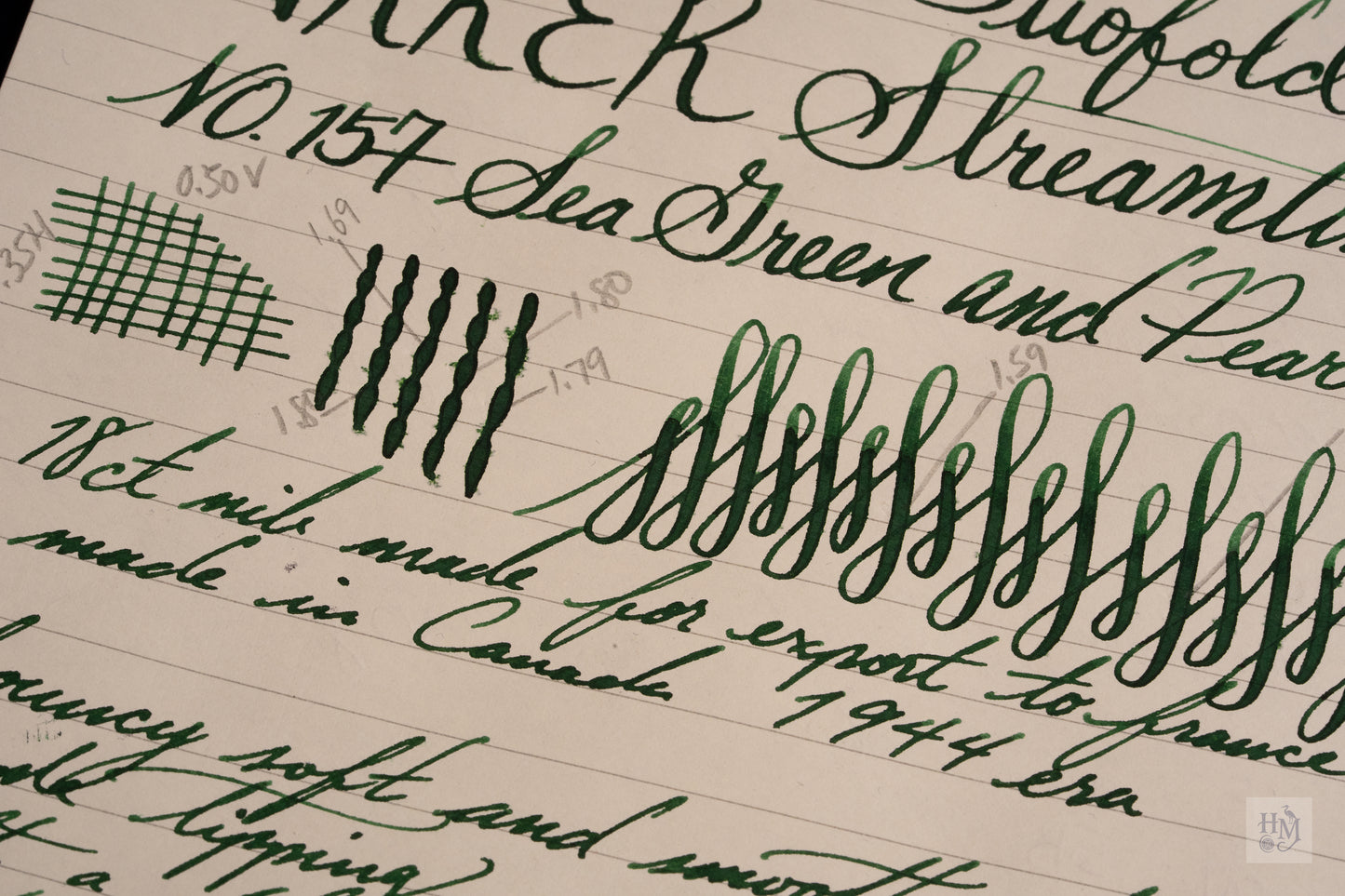 Parker Duofold Senior Streamline, Sea Green and Pearl Celluloid GPT, #6 18k Flex