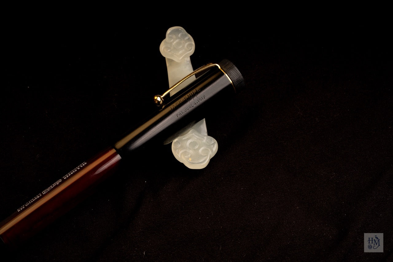 Parker Jack-Knife 28, BHR & Red Bakelite, #8 14k Lucky Curve Flex Nib