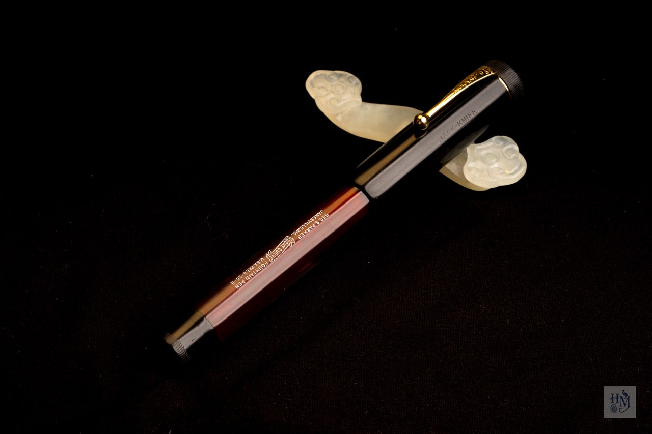 Parker Jack-Knife 28, BHR & Red Bakelite, #8 14k Lucky Curve Flex Nib