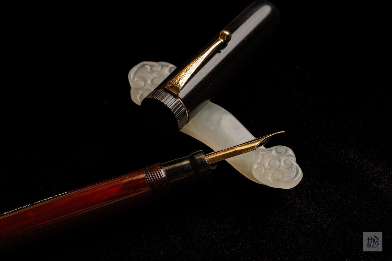 Parker Jack-Knife 28, BHR & Red Bakelite, #8 14k Lucky Curve Flex Nib