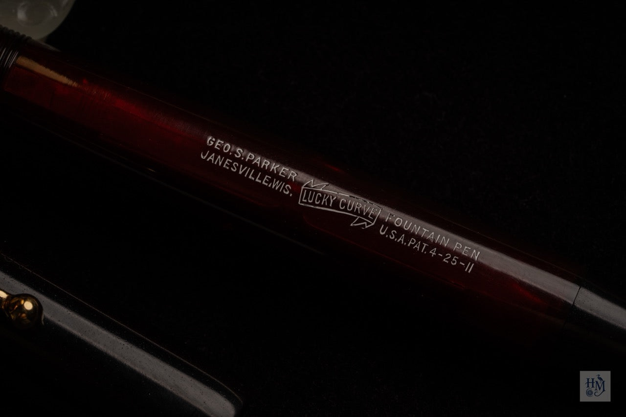 Parker Jack-Knife 28, BHR & Red Bakelite, #8 14k Lucky Curve Flex Nib