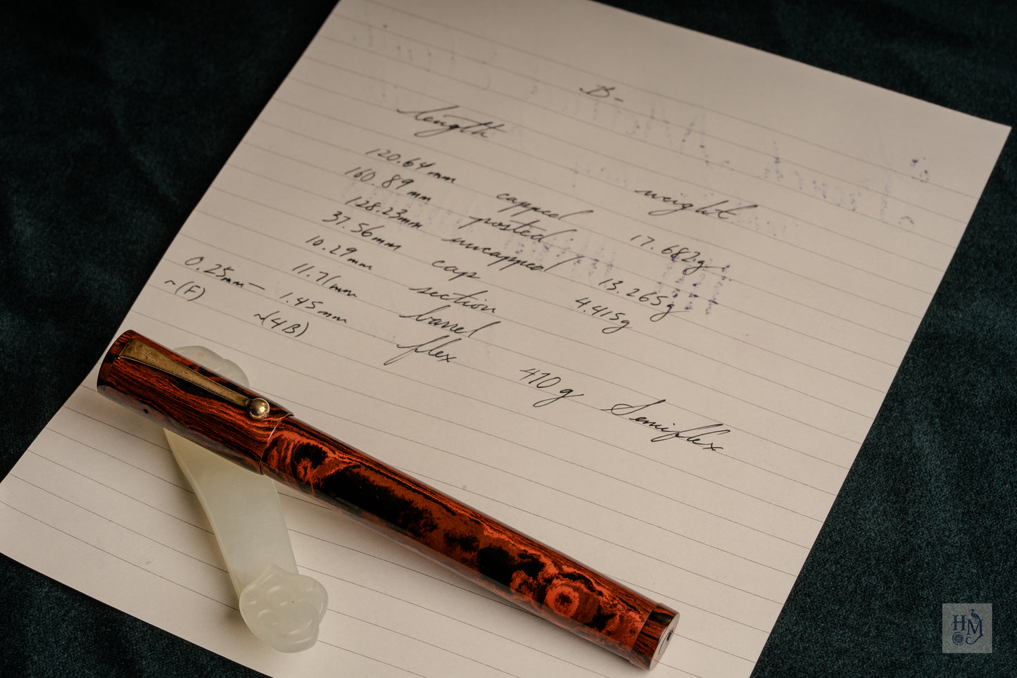 J.B. Lucien Safety Pen, French Mottled Ebonite, 14k Gold Semi-Flex Nib