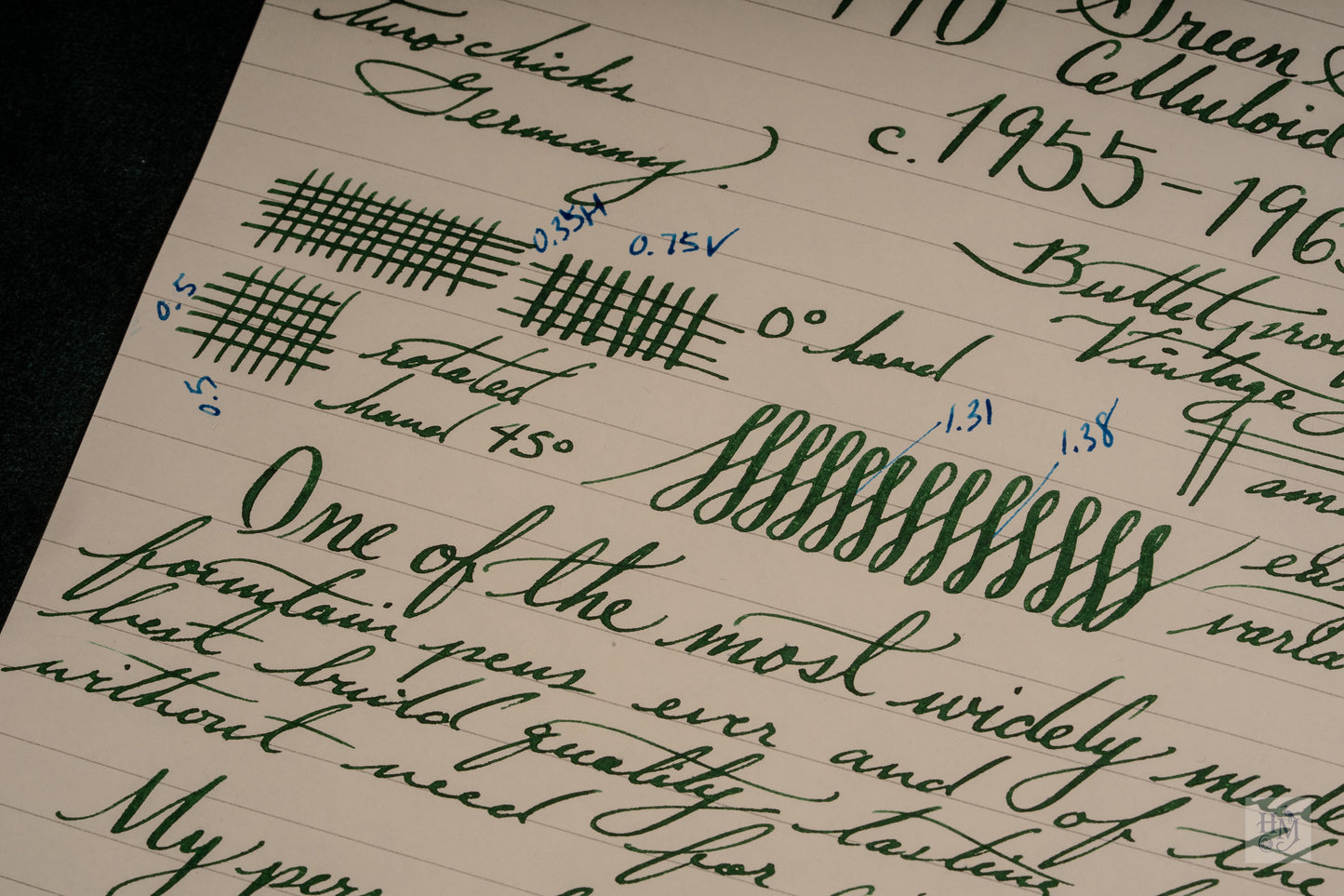 Pelikan 140, Green Stripe Celluloid Binde GPT, 14C Flex OB