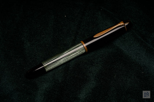 Pelikan 140, Green Stripe Celluloid Binde GPT, 14C Flex OB