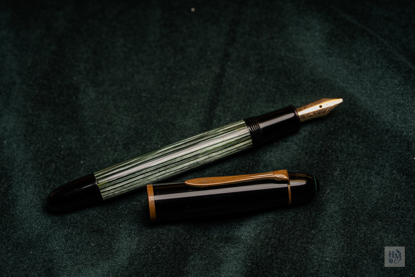 Pelikan 140, Green Stripe Celluloid Binde GPT, 14C Flex OB