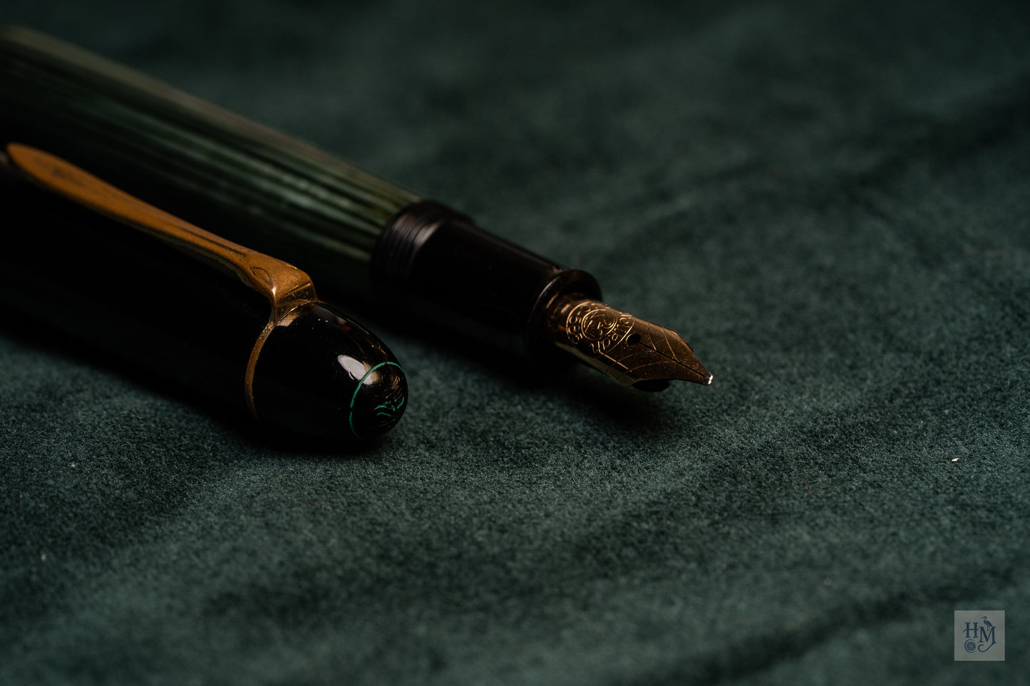 Pelikan 140, Green Stripe Celluloid Binde GPT, 14C Flex OB