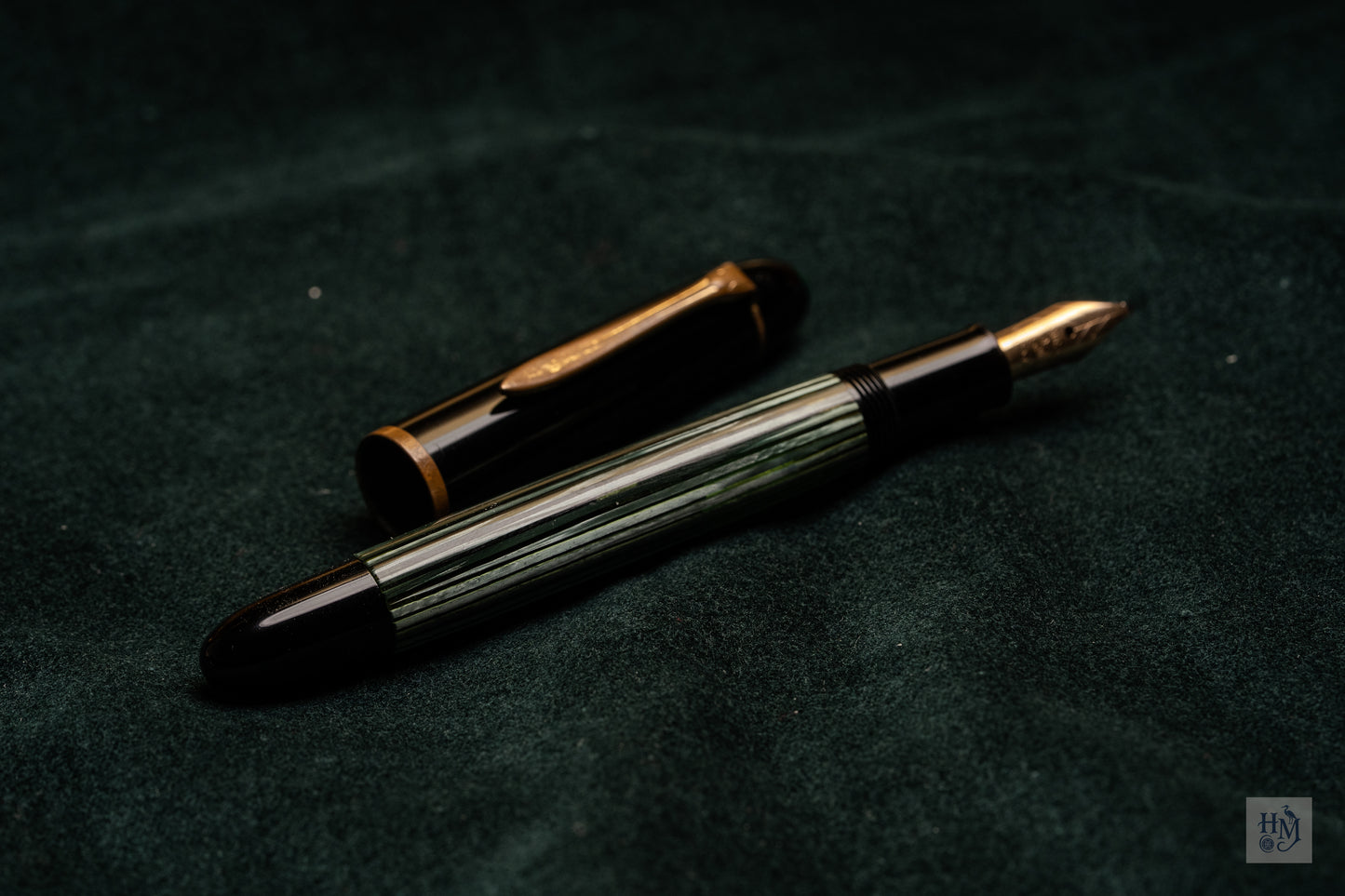 Pelikan 140, Green Stripe Celluloid Binde GPT, 14C Flex OB