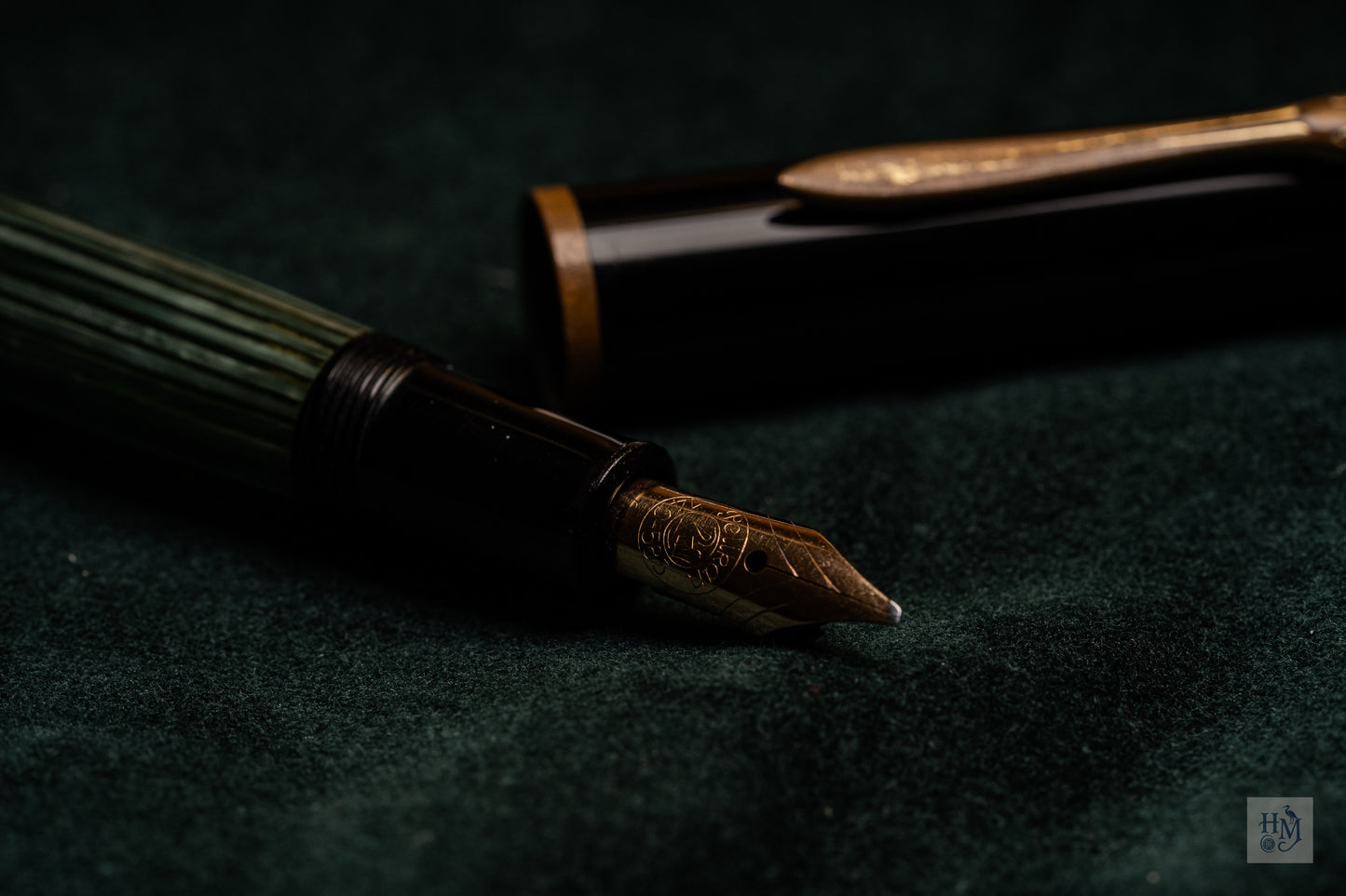 Pelikan 140, Green Stripe Celluloid Binde GPT, 14C Flex OB