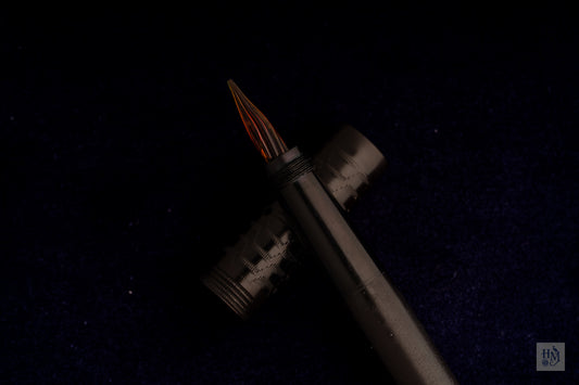 Gold Starry 254 Safety, Black Ebonite, Amber Glass Nib