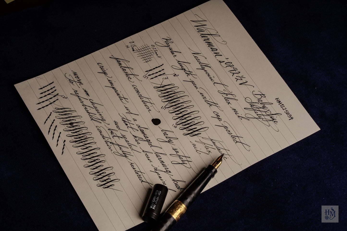 Waterman's 0742 1/2 V, Black Ebonite Filigree Band, 14k Flex Nib