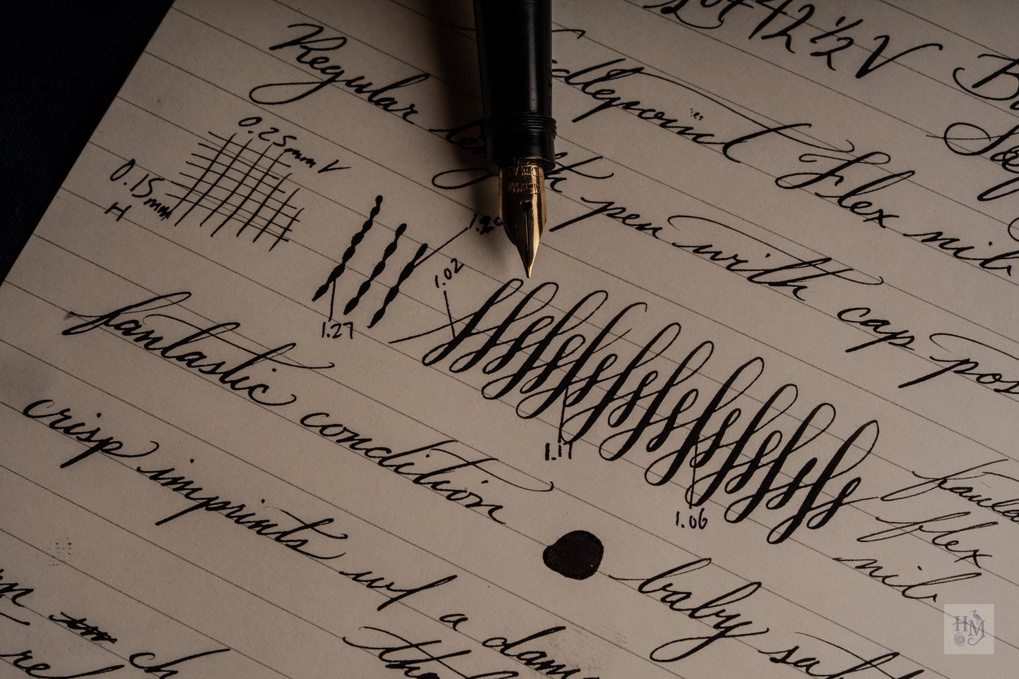 Waterman's 0742 1/2 V, Black Ebonite Filigree Band, 14k Flex Nib