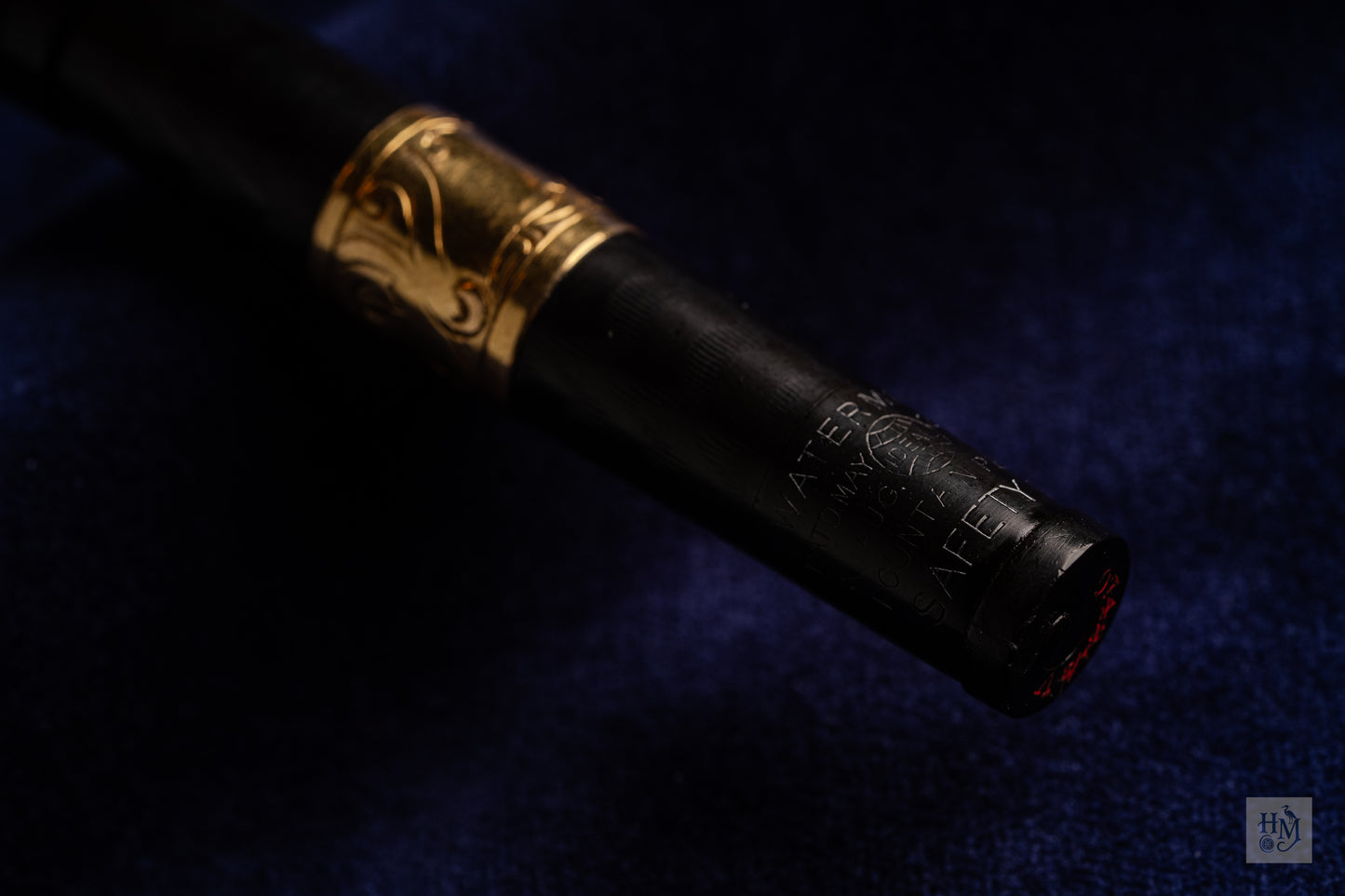 Waterman's 0742 1/2 V, Black Ebonite Filigree Band, 14k Flex Nib