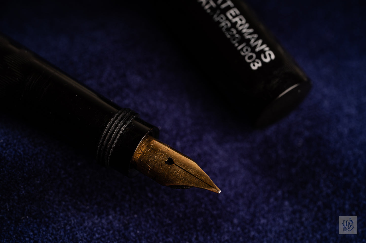 Waterman's 42 1/2 V, Black Ebonite Chased, 14k Flex Nib