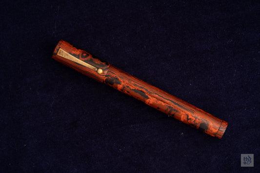 J.B. Lucien Safety Pen, French Mottled Ebonite, 14k Gold Semi-Flex Nib