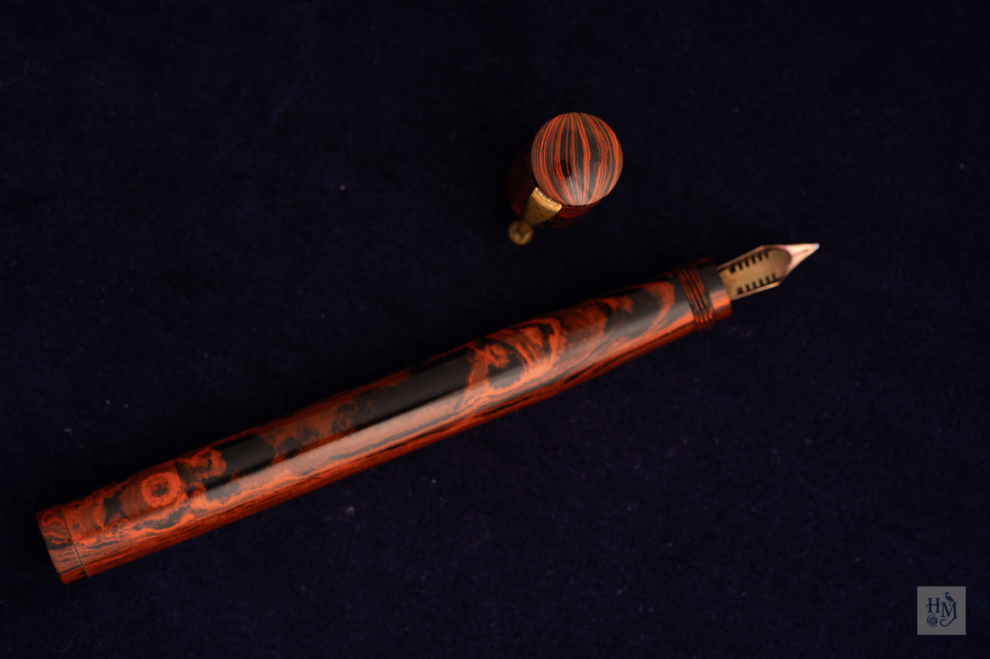 J.B. Lucien Safety Pen, French Mottled Ebonite, 14k Gold Semi-Flex Nib