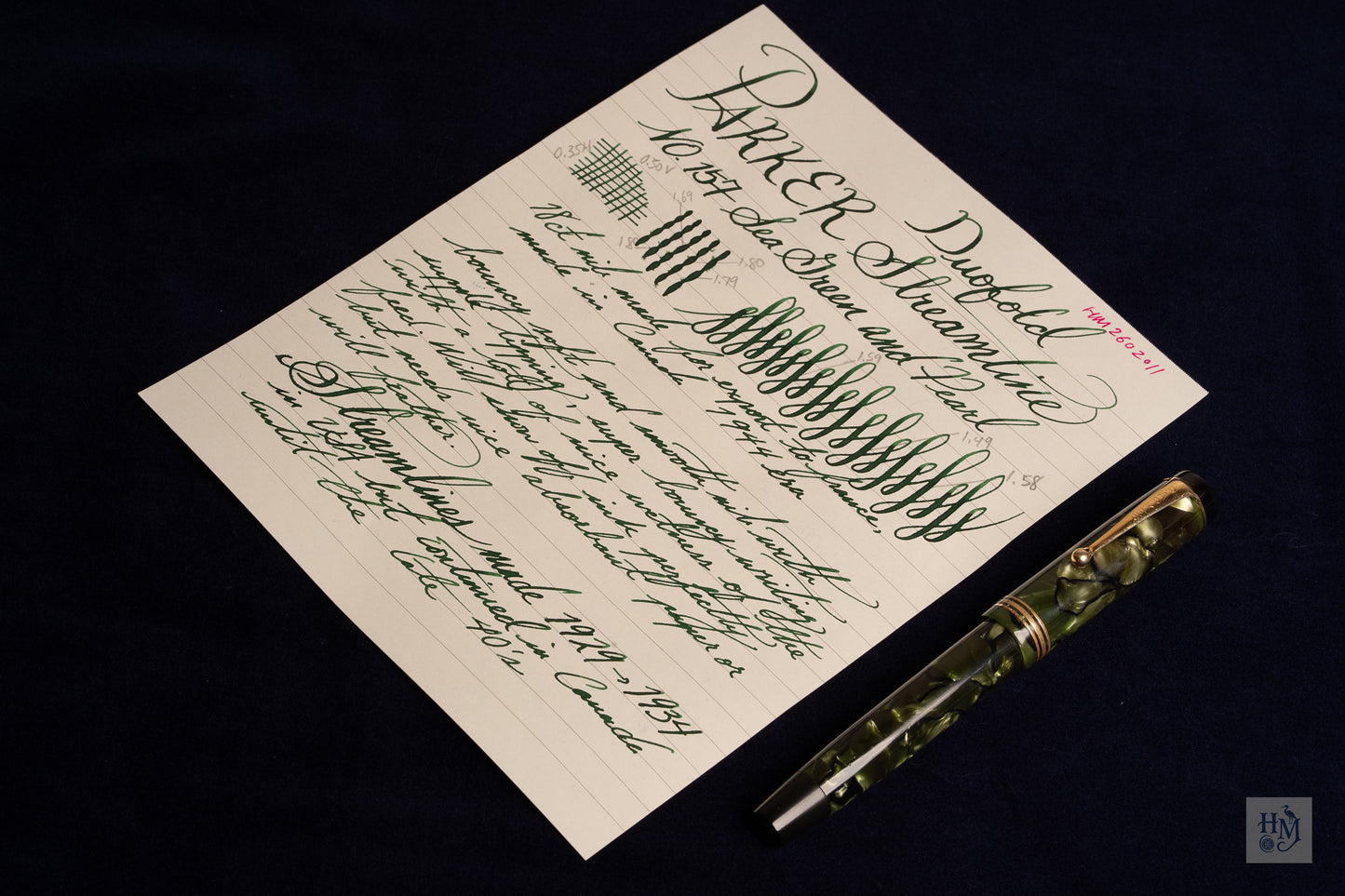 Parker Duofold Senior Streamline, Sea Green and Pearl Celluloid GPT, #6 18k Flex