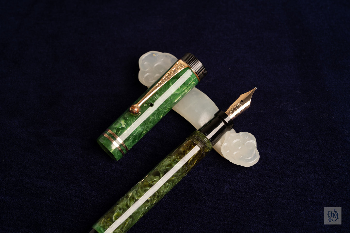 Parker Duofold Junior, Jade Celluloid GPT, Soft #2 14k