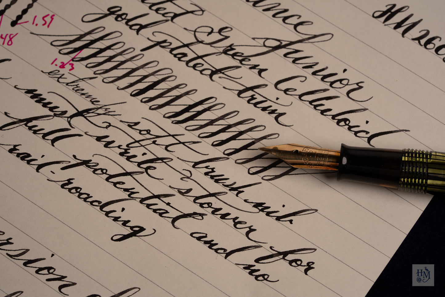 Sheaffer Balance Junior, Green Striated Celluloid GPT, Feather #2 14k
