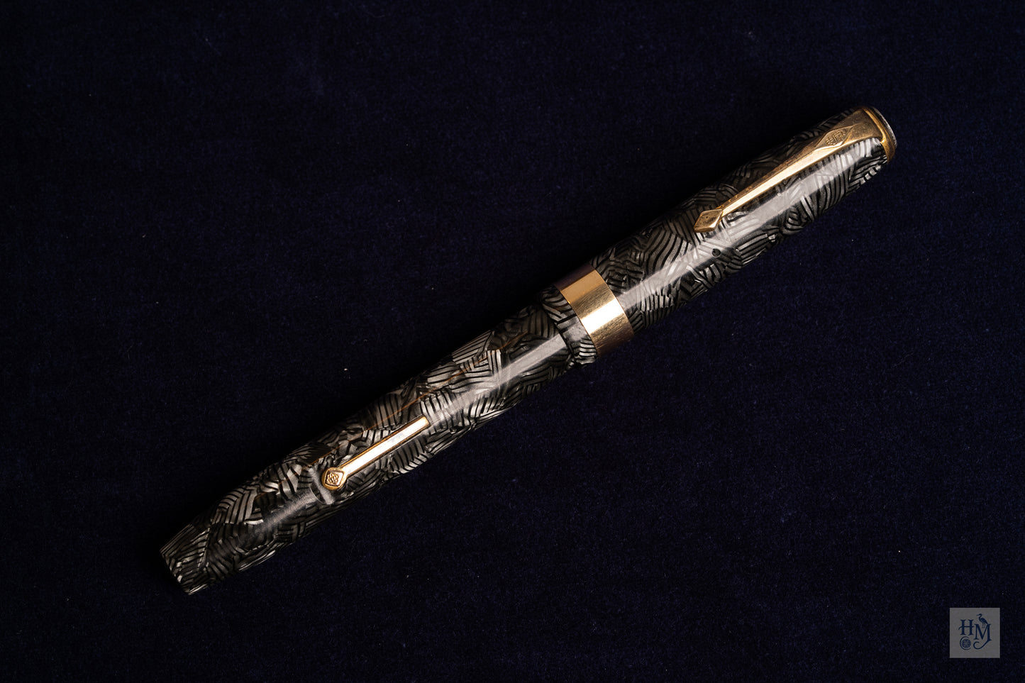 Conway Stewart 27, Grey Candy Hatch Celluloid GPT, #3 14k Brush Flex