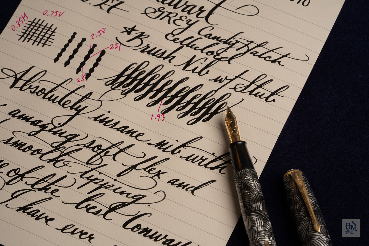 Conway Stewart 27, Grey Candy Hatch Celluloid GPT, #3 14k Brush Flex