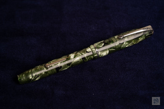 Conway Stewart 75, Green Marble Celluloid NPT, #3 14k Flex