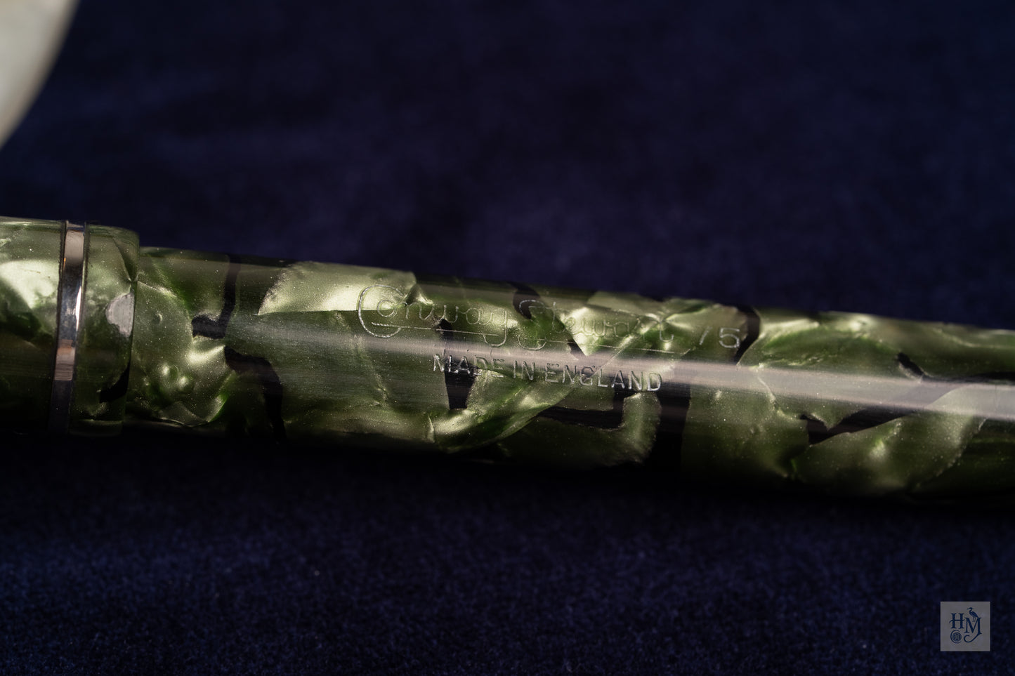 Conway Stewart 75, Green Marble Celluloid NPT, #3 14k Flex