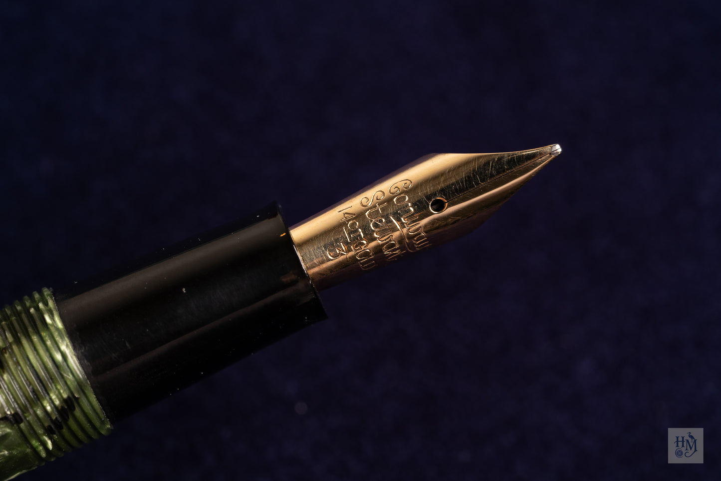 Conway Stewart 75, Green Marble Celluloid NPT, #3 14k Flex