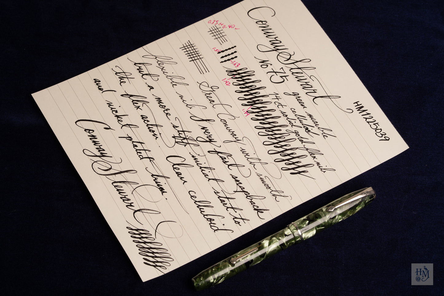 Conway Stewart 75, Green Marble Celluloid NPT, #3 14k Flex