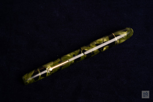 Wyvern No. 5 Short, Green Marble Celluloid GPT, #2 14k Flex