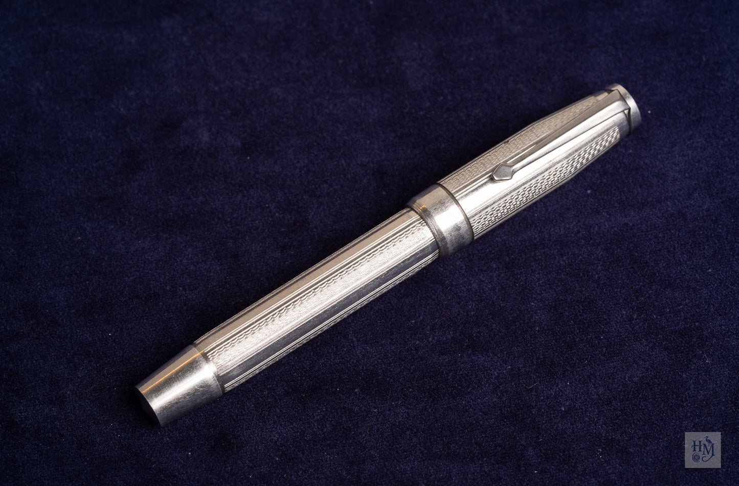 French Chased Aluminum Button-Filler, NPT, Glass Nib