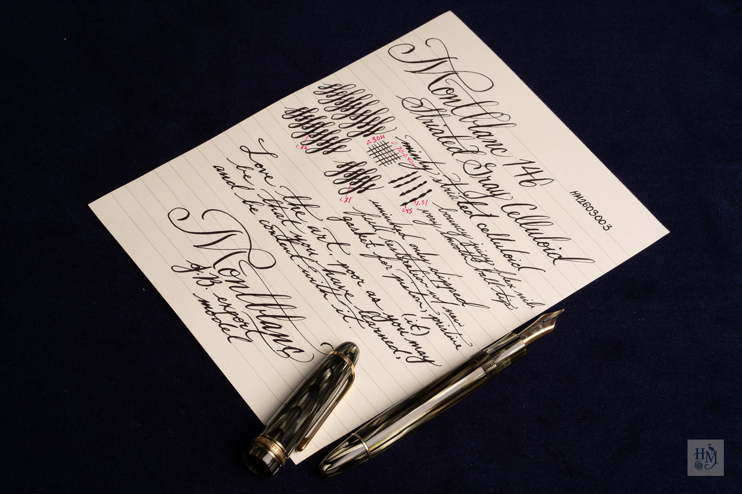 Montblanc 146 1952, Grey Striated Celluloid GPT, #6 14C Bi-Tone EF Nib
