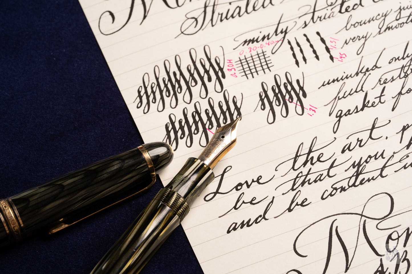 Montblanc 146 1952, Grey Striated Celluloid GPT, #6 14C Bi-Tone EF Nib