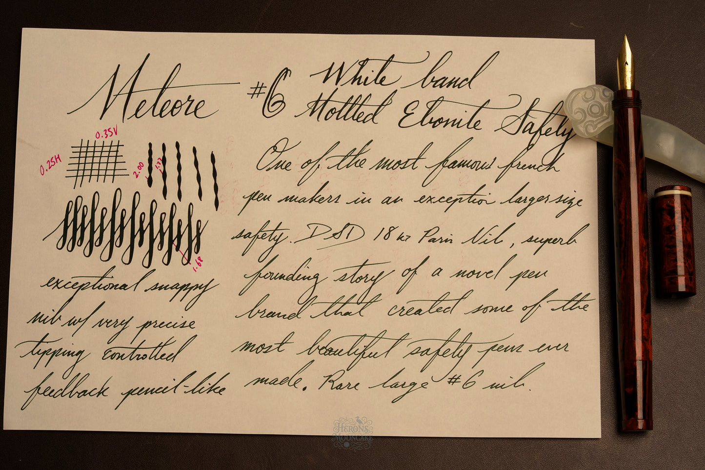 Météore | 60 Safety | Mottled Ebonite | 18ct #6 Artist Nib