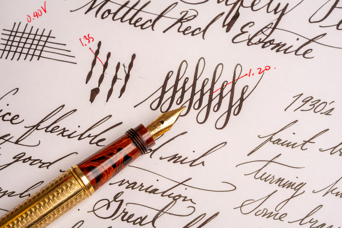 Unic | 1 Safety | Red Mottled French Ebonite, GF Waves Guilloché Overlay | 18ct #2 Flex