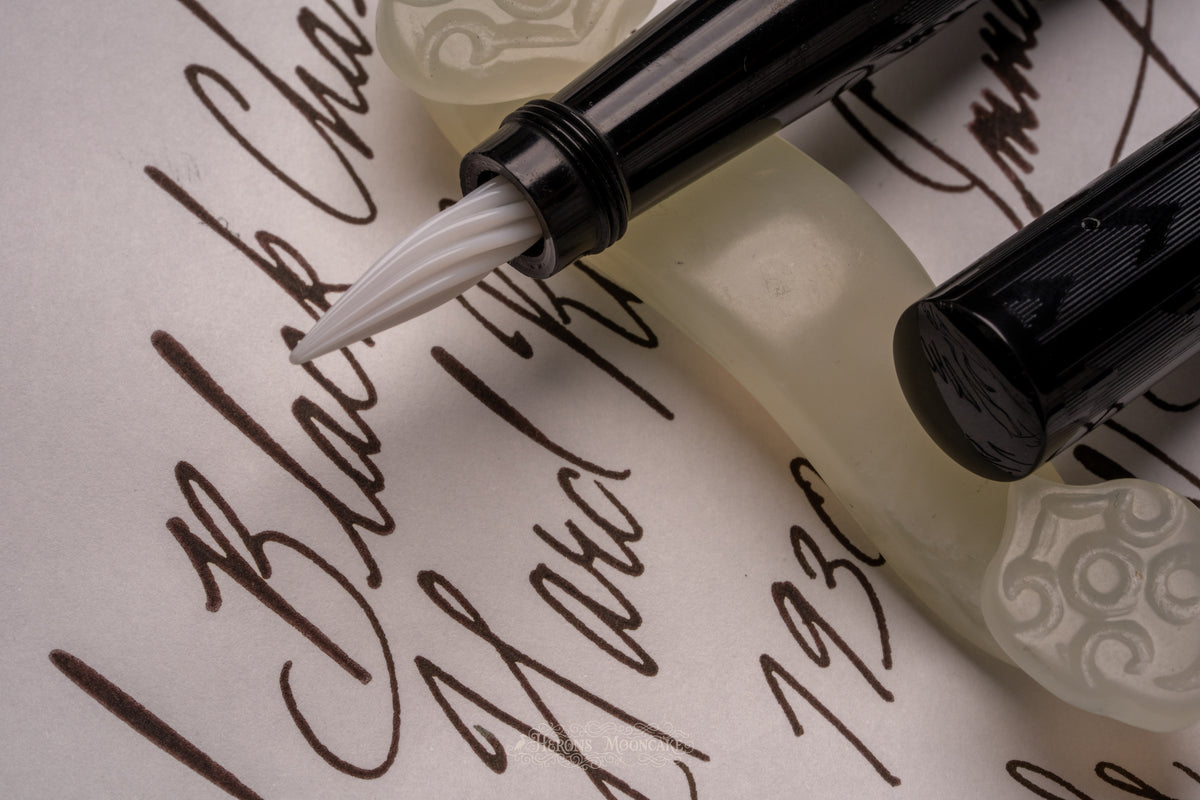 Bayard | Standard Safety | Black Chased Ebonite | #2 Milk Glass Nib