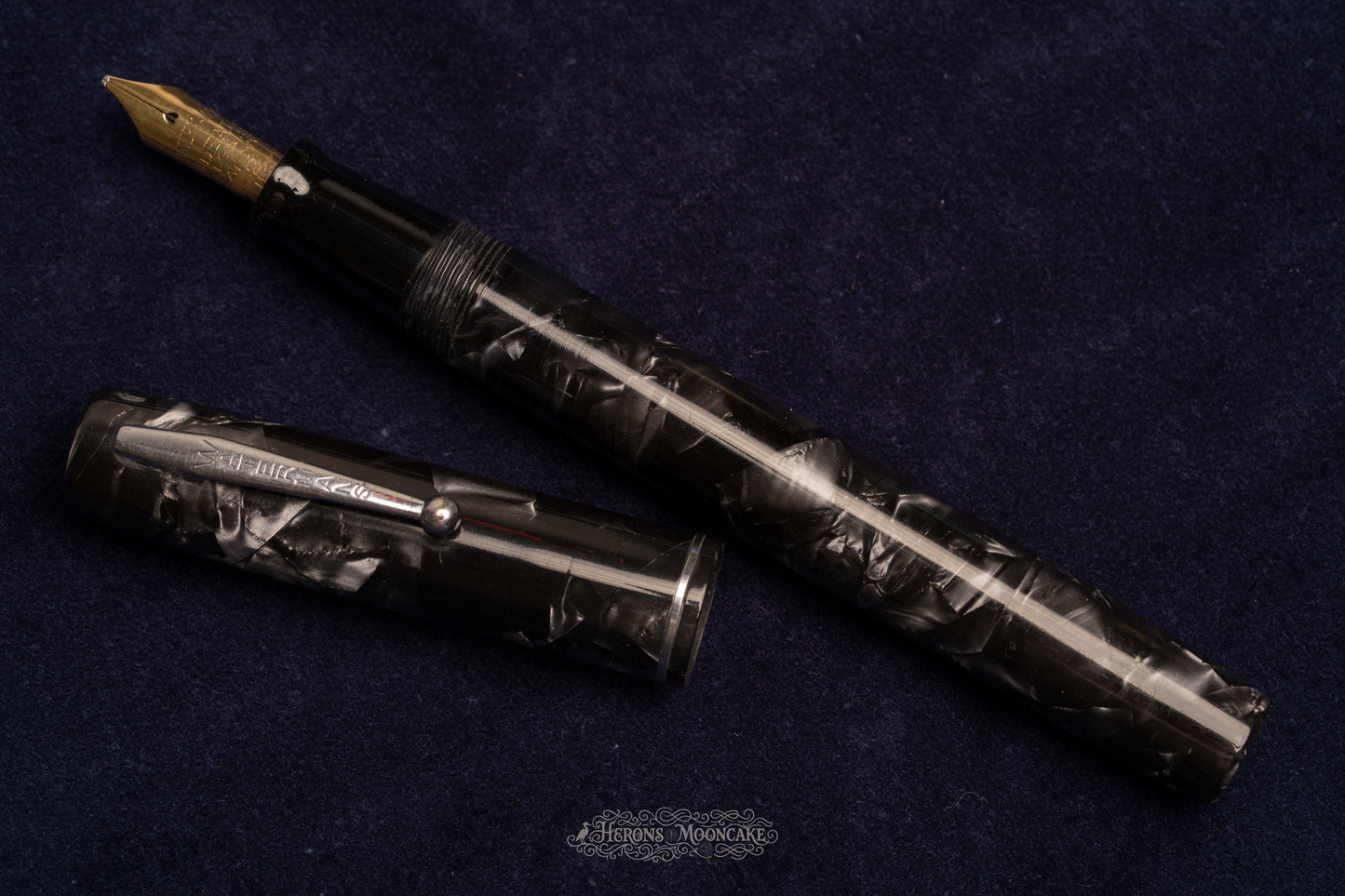 Waterman's | 92 Glass Cartridge | Marbled Grey Celluloid | #2 Flex Stub