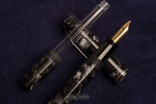Waterman's | 92 Glass Cartridge | Marbled Grey Celluloid | #2 Flex Stub