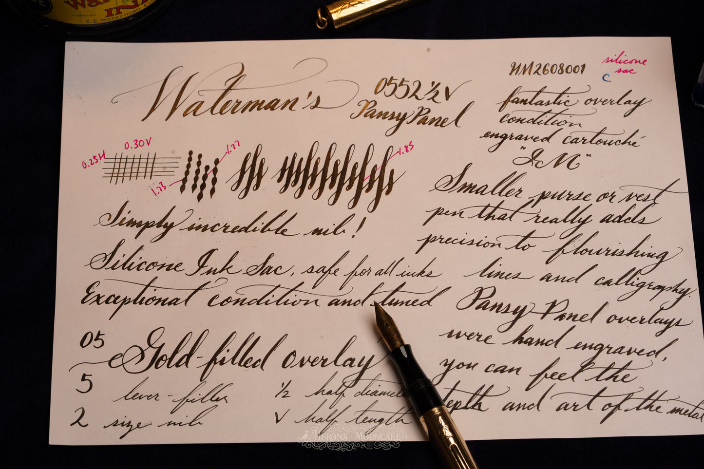Waterman's | 0552½ V | Gold Pansy Overlay | #2 Flex