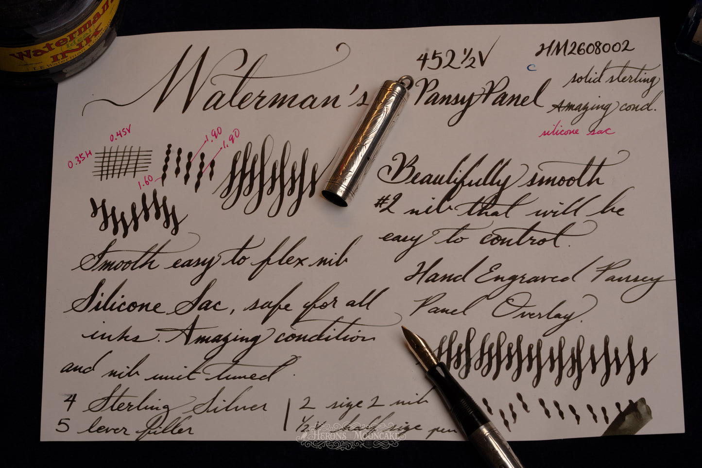 Waterman's | 452½ V | Sterling Pansy Overlay | #2 Flex