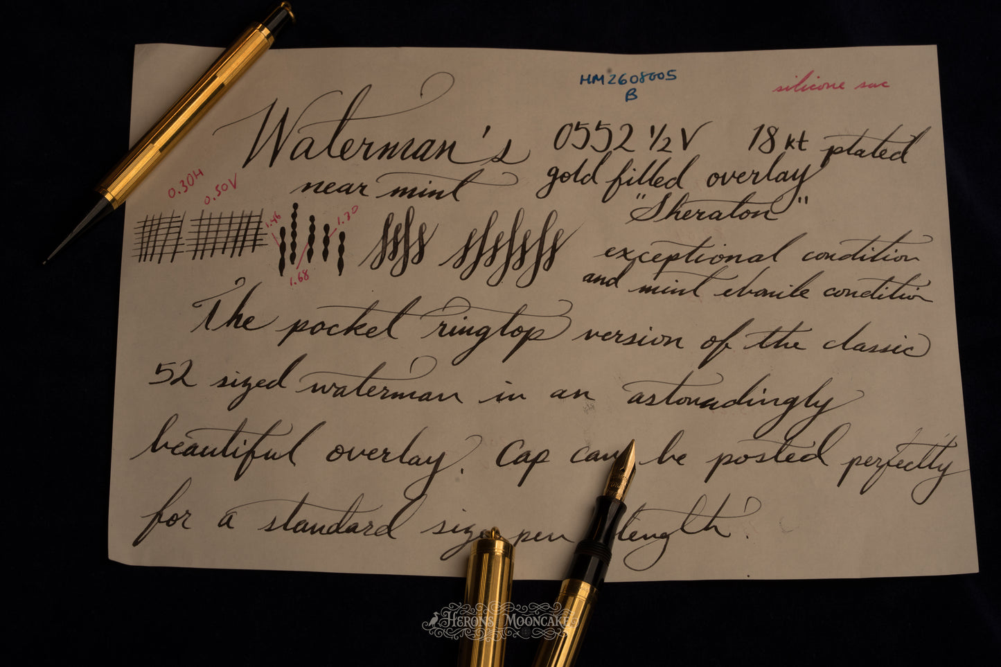 Waterman's | 0552½ V Pen & Pencil Set | Gold Sheraton Overlay | #2 Flex