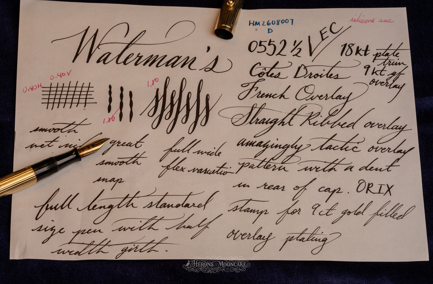 Waterman's | 0552½ | 9k Gold Plate Côté Droit (Ribbed) Overlay | #2 Flex