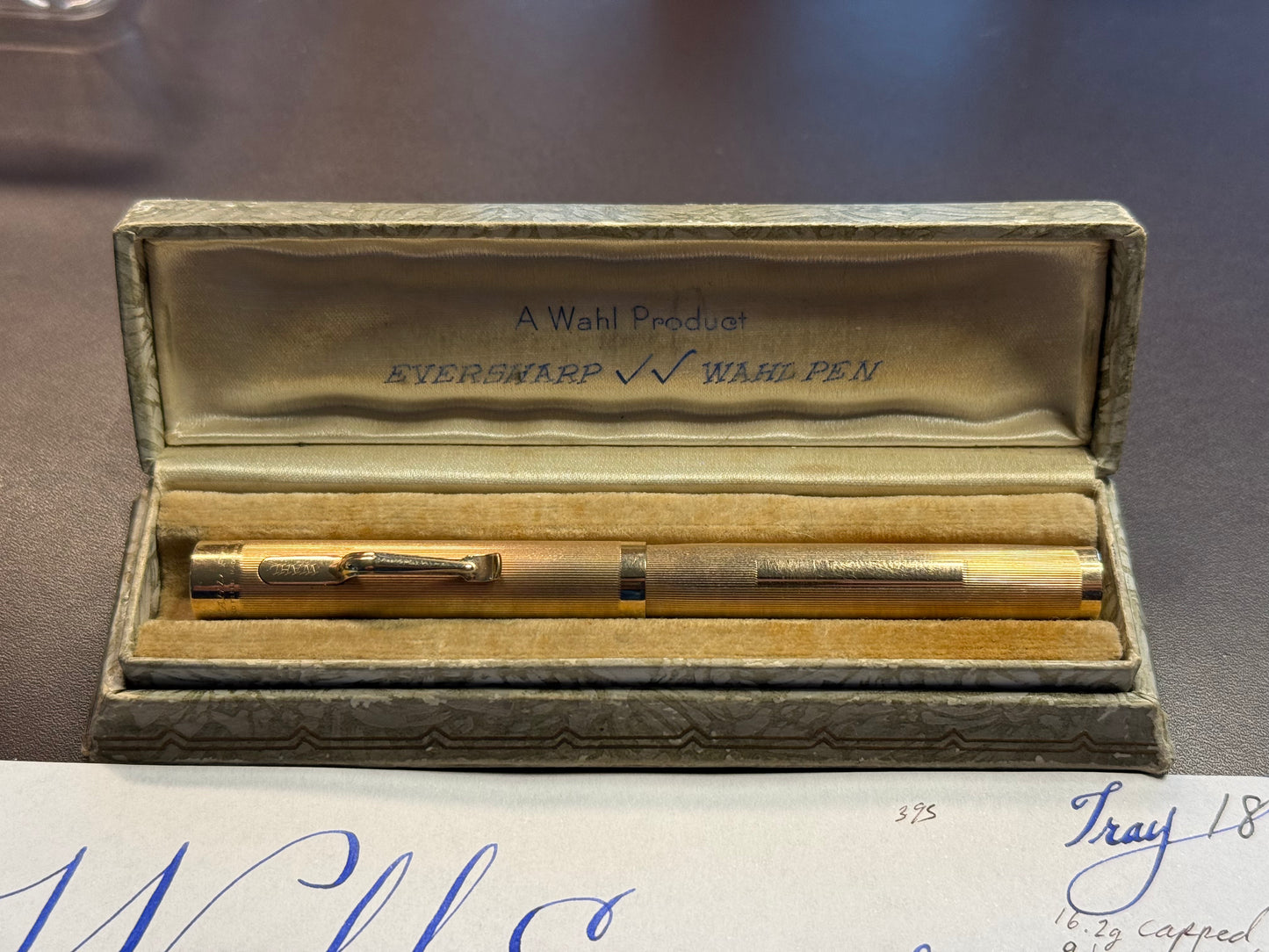 Wahl Eversharp Wahl Pen, Gold-Filled Overlay Colonial Pattern, #3 Wahl Noodle nib