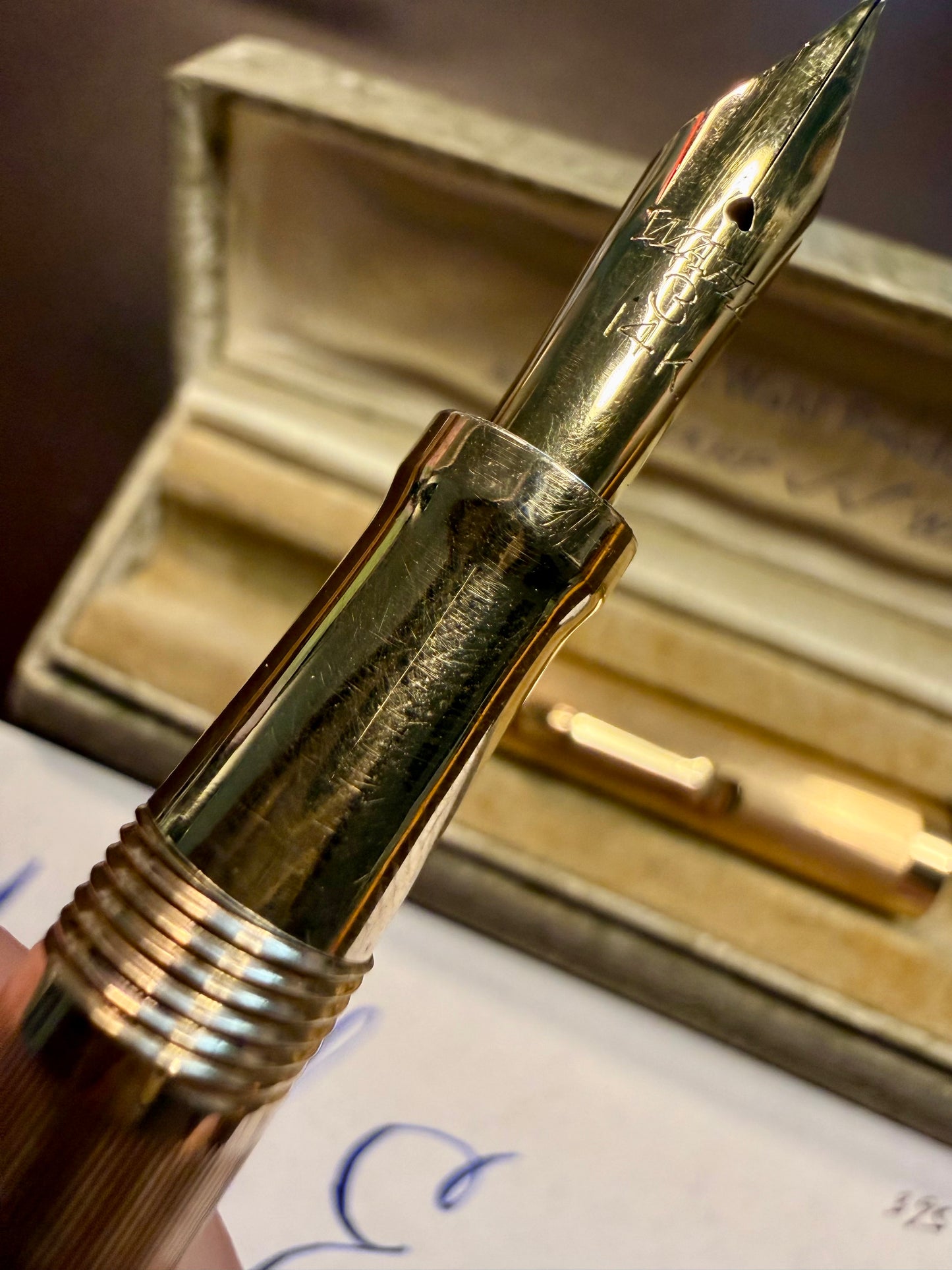Wahl Eversharp Wahl Pen, Gold-Filled Overlay Colonial Pattern, #3 Wahl Noodle nib