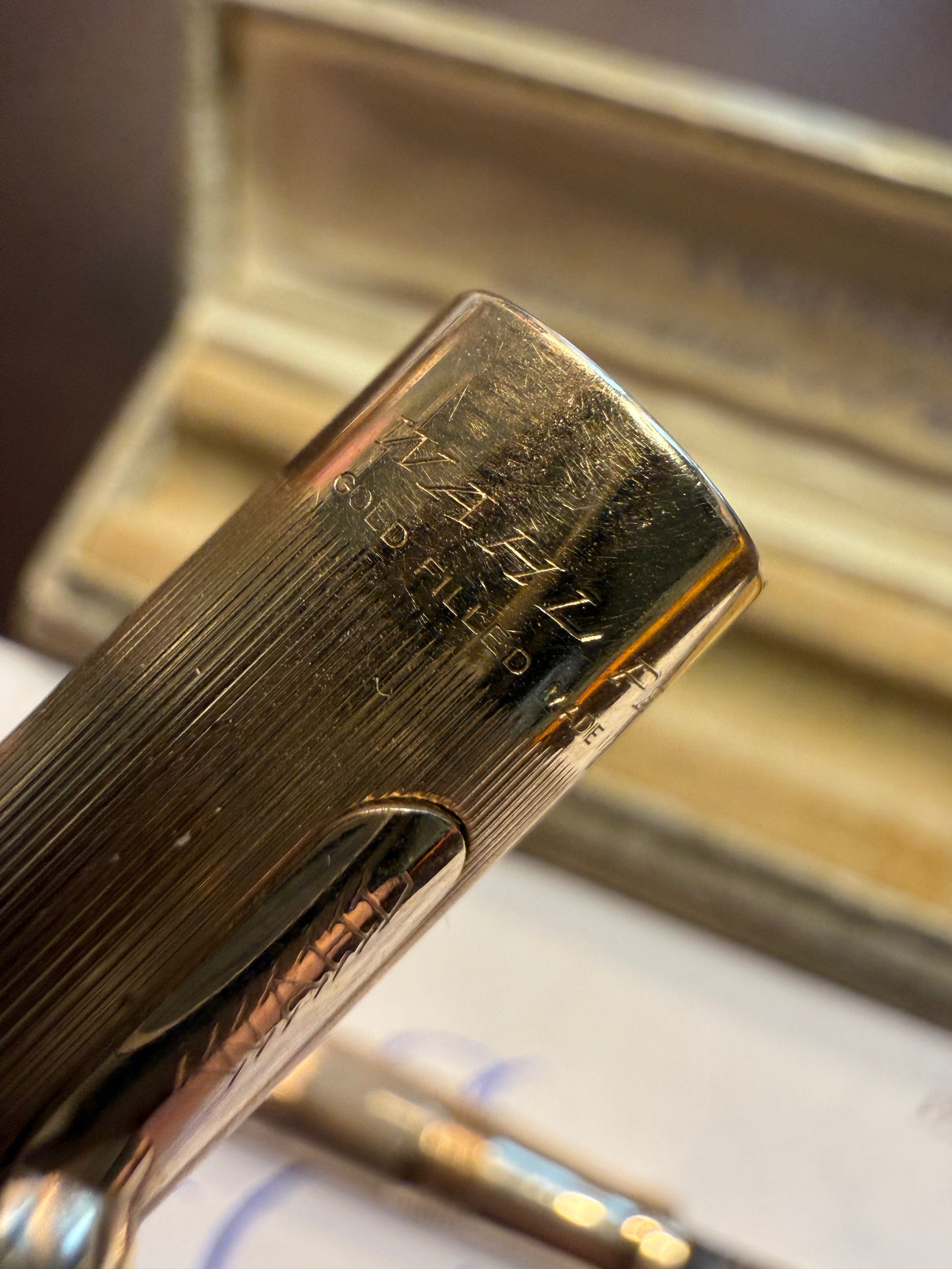 Wahl Eversharp Wahl Pen, Gold-Filled Overlay Colonial Pattern, #3 Wahl Noodle nib