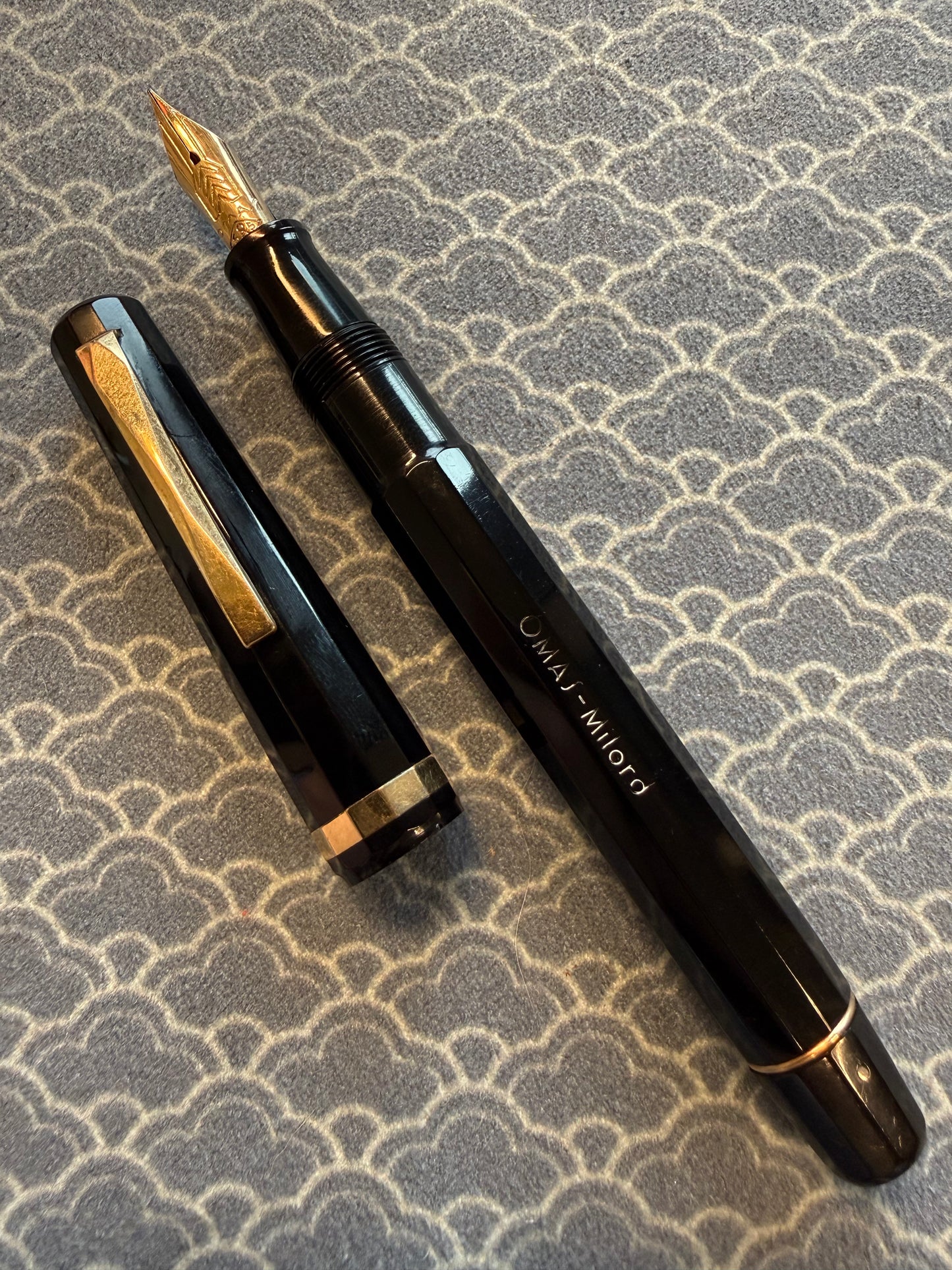 Omas Milord 1968, Black Celluloid GPT, #5 Noodle Flex