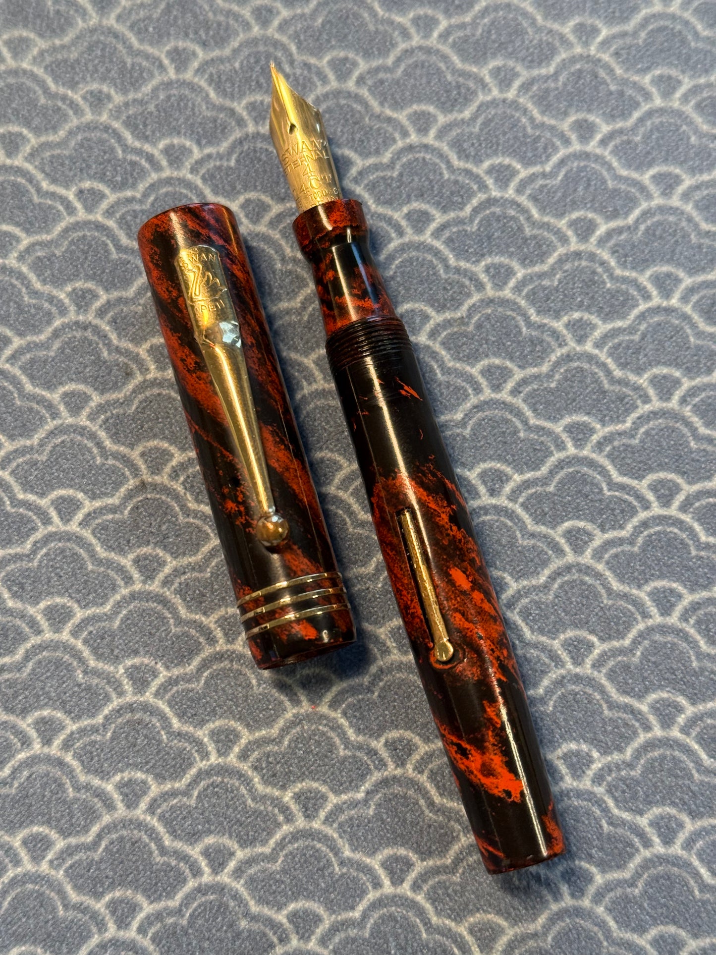 Mabie Todd Swan Eternal 54, Mottled GPT, Eternal #4 14ct ENG nib