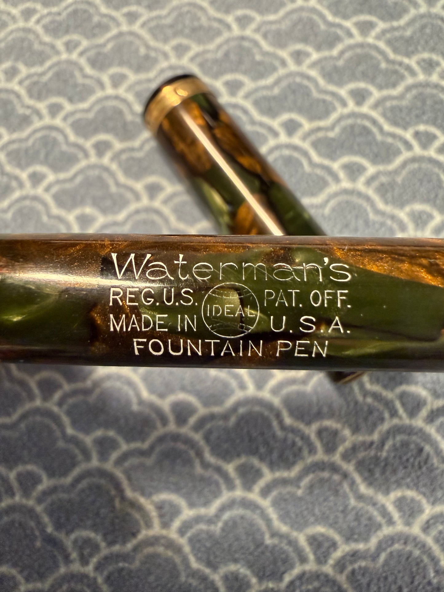 Waterman's Lady Patricia Moss Agate, Celluloid GPT, #2 PAT.