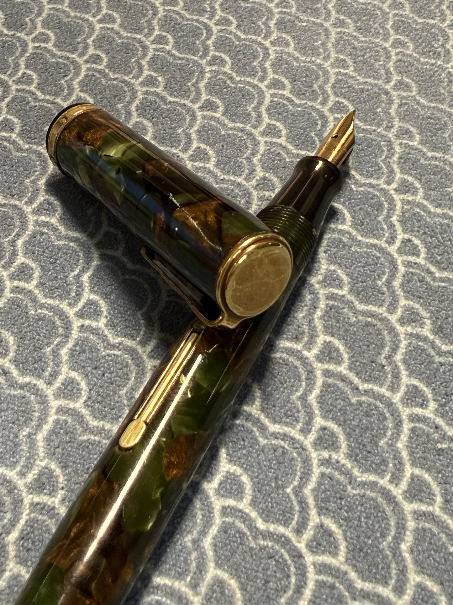 Waterman's Lady Patricia Moss Agate, Celluloid GPT, #2 PAT.