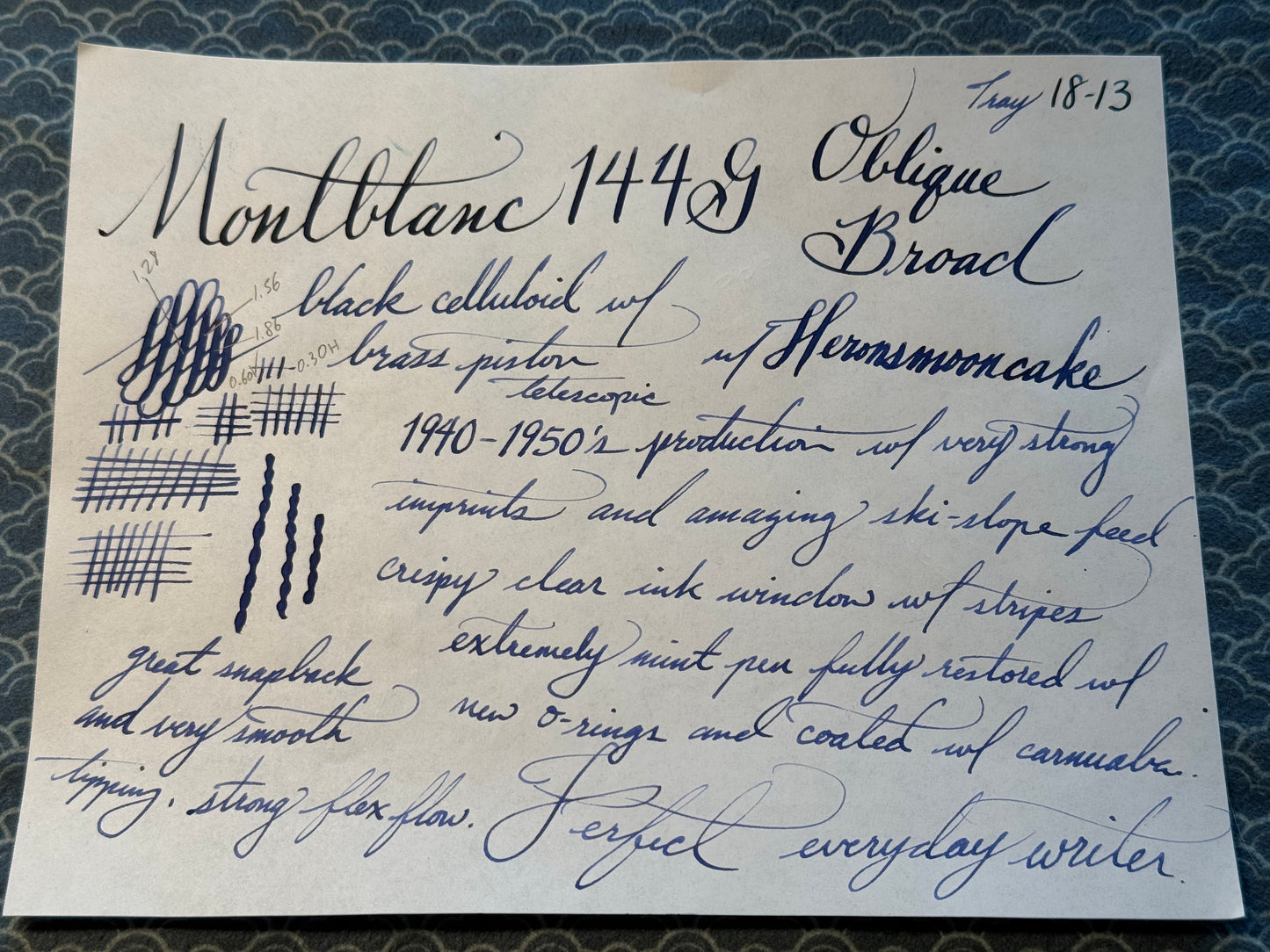 Montblanc 144G, Black Celluloid GPT, #4 14c Flex OB